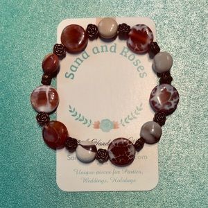 Two natural gem and bead bracelets